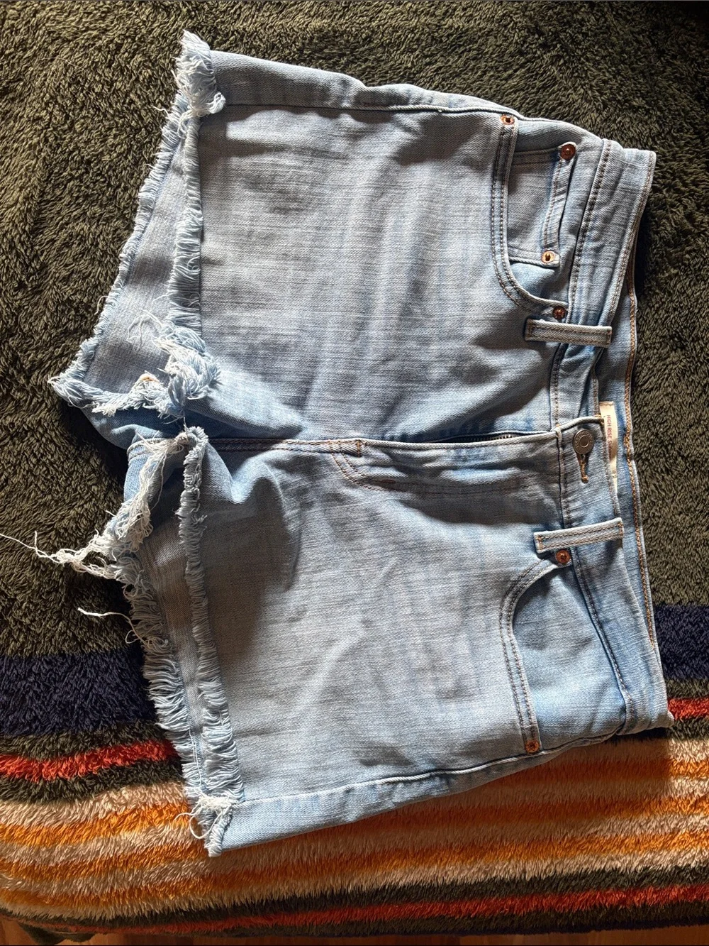 Levi's Light Blue Frayed Hem Denim Shorts